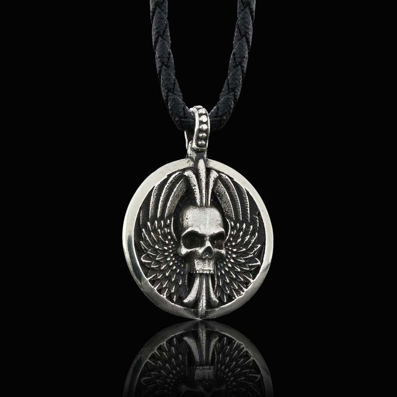 Custom Made Round Winged Skull Necklace by SWISS PLUS - Unique Pendants & Cool Design Necklaces - view 3