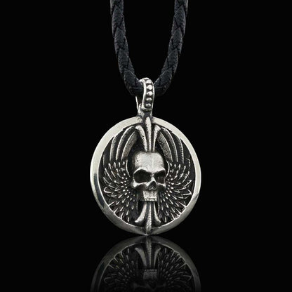 Custom Made Round Winged Skull Necklace by SWISS PLUS - Unique Pendants & Cool Design Necklaces - view 3