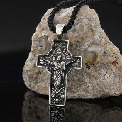 Custom Made Silver Jesus Cross Pendant by SWISS PLUS - Christian Collection