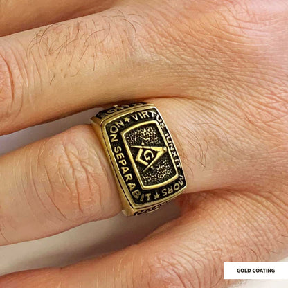 Custom Mason Compass Ring, Master Mason Ring, Elegant Masonic Ring by SWISS PLUS - Mason Collection - view 6
