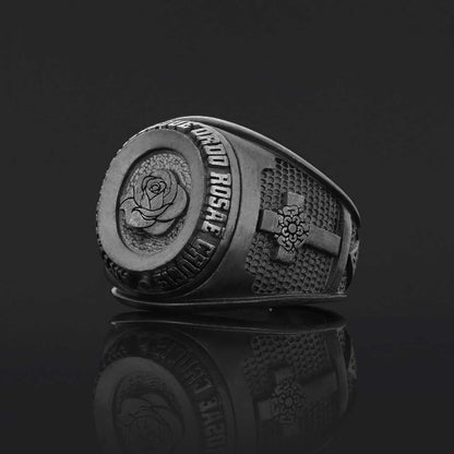 Custom Rosae Crucis Ring, Amorc Jewelry, Spiritual Emblem of the AMORC Ring by SWISS PLUS - Rosae Crucis Collection - view 3