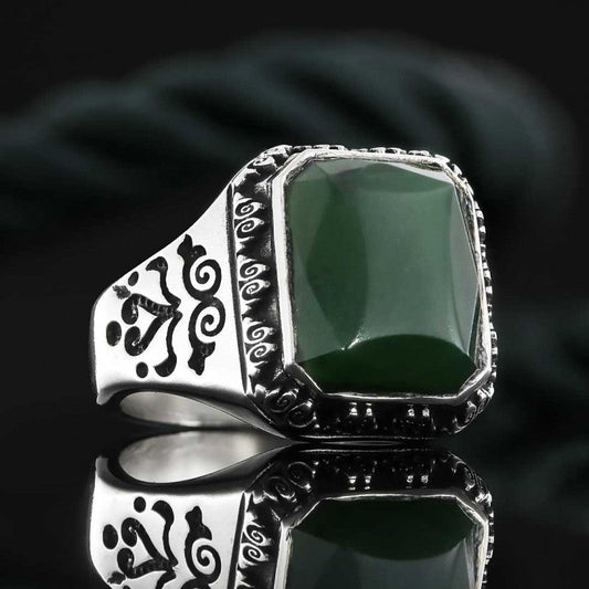Custom Stone Men Ring With Motif