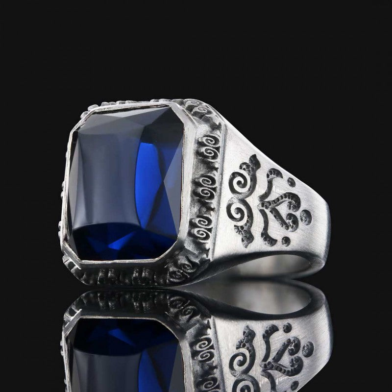 Custom Stone Men Ring With Motif by SWISS PLUS - Unique Design Rings - view 2