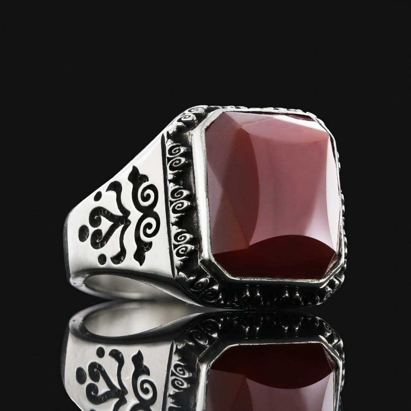 Custom Stone Men Ring With Motif