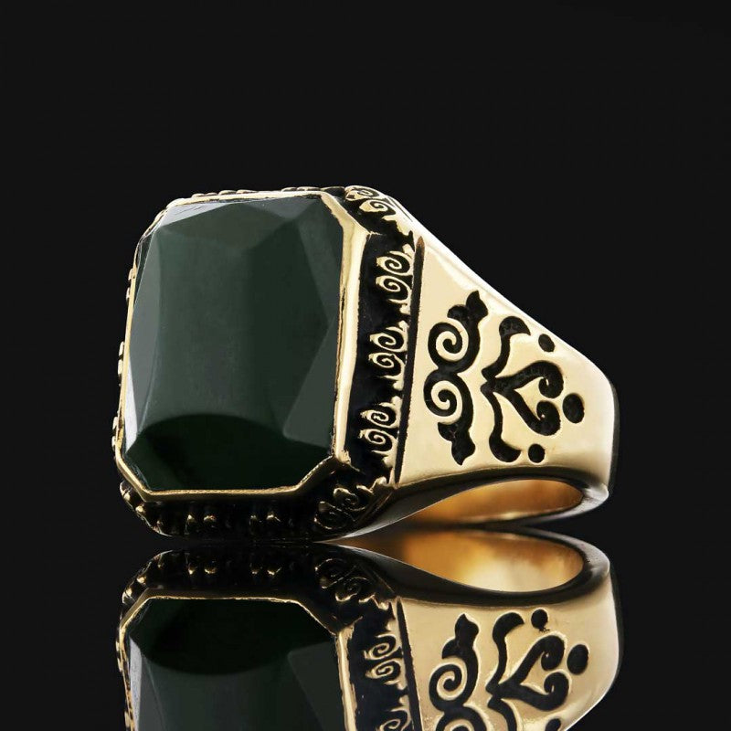 Custom Stone Men Ring With Motif