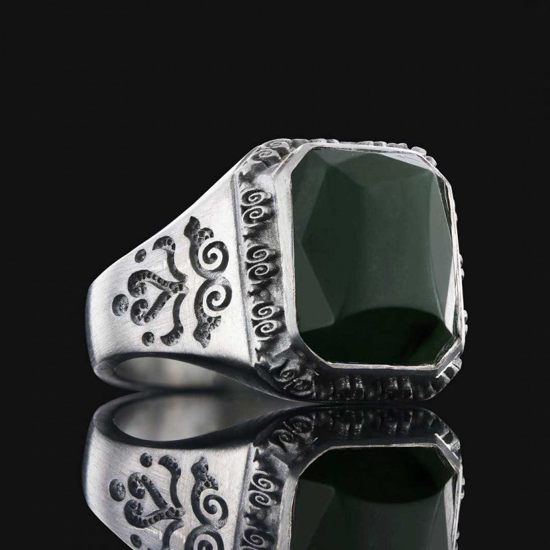 Custom Stone Men Ring With Motif