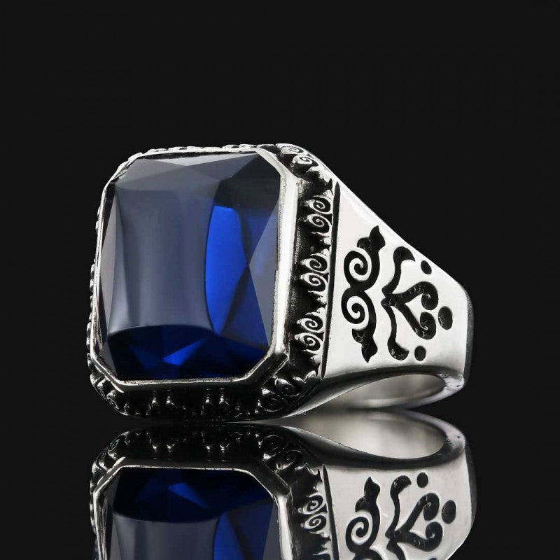 Custom Stone Men Ring With Motif