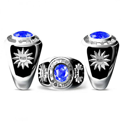 Deutsche Polizei Silver Ring by SWISS PLUS - Military Rings