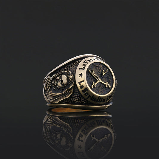 Dhulfiqar Sword Round Ring, Islamic Zulfiqar Sword Jewelry, Zulfiqar Face Ring, Hz Ali Ring Gift, Zulfiqar Jewelry, Muslim Silver Jewelry Gold Coating