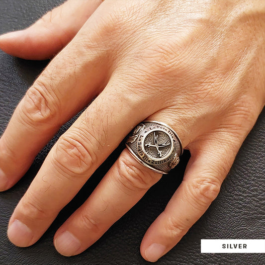 Dhulfiqar Sword Round Ring, Islamic Zulfiqar Sword Jewelry, Zulfiqar Face Ring, Hz Ali Ring Gift, Zulfiqar Jewelry, Muslim Silver Jewelry Silver