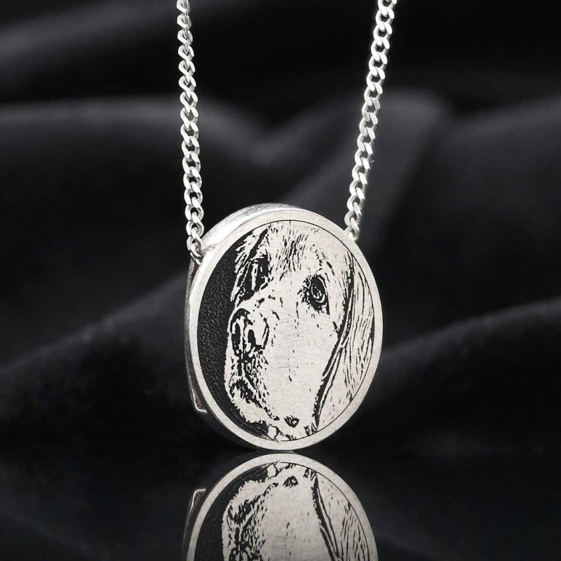 925 Sterling Silver Oval Dog Photo Pendant by SWISS PLUS - Photo Collection - view 2