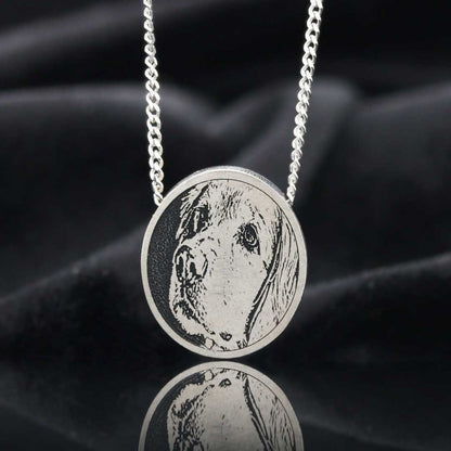 925 Sterling Silver Oval Dog Photo Pendant by SWISS PLUS - Photo Collection - view 3