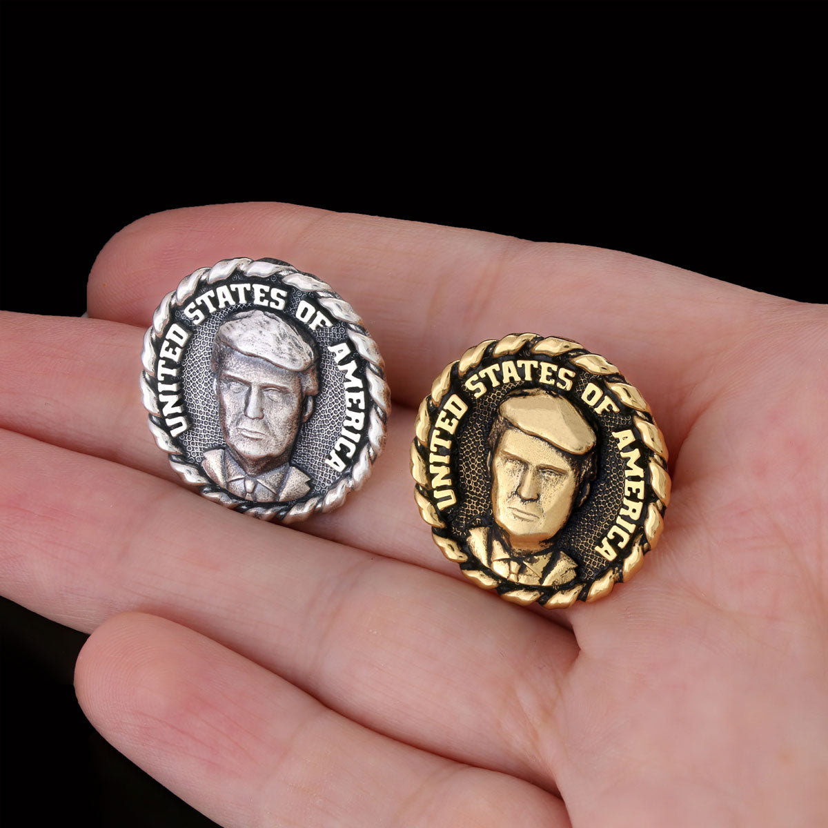 Donald Trump Lapel Pin, Silver Brooch, Men's Label Badge, Gold Plated Badge, Trump Gift Gold Coating