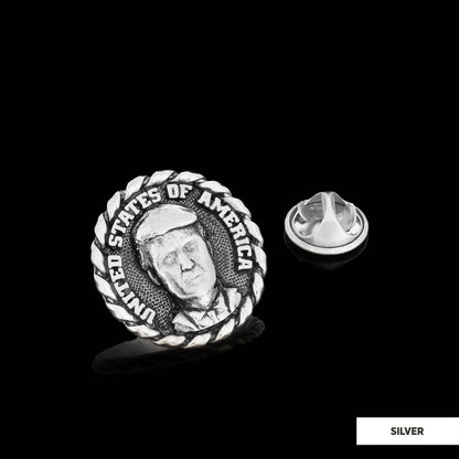 Donald Trump Lapel Pin, Silver Brooch, Men's Label Badge, Gold Plated Badge, Trump Rosette Gift by SWISS PLUS - Donald J. Tru