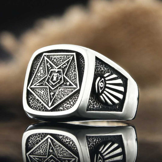 Special Square Eastern Star Masonic Ring, Freemason Ring, Master Mason Rings