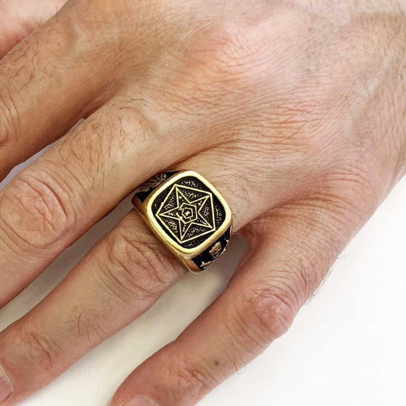 Special Square Eastern Star Masonic Ring, Freemason Ring, Master Mason Rings - view 5