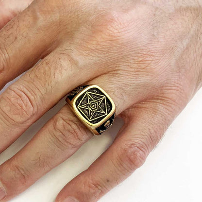 Special Square Eastern Star Masonic Ring, Freemason Ring, Master Mason Rings by SWISS PLUS - Mason Collection - view 5