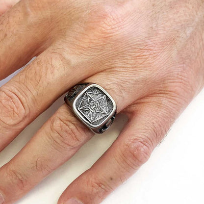 Special Square Eastern Star Masonic Ring, Freemason Ring, Master Mason Rings by SWISS PLUS - Mason Collection - view 6