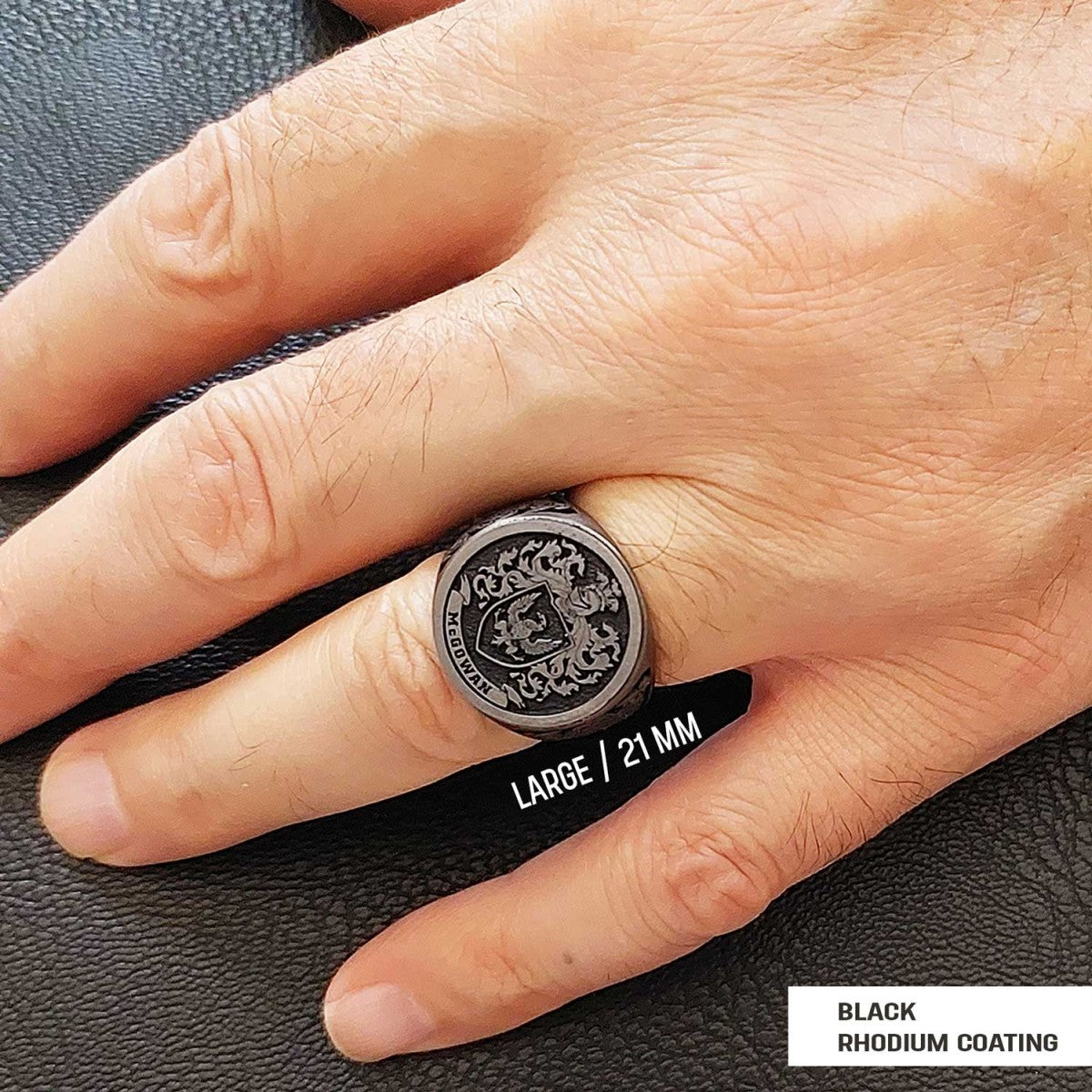 Family Coat of Arms Ring, Personalized Round Family Ring - view 6