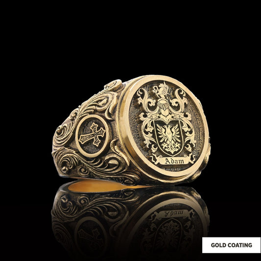 Family Coat of Arms Ring, Special Design Family Ring - view 2