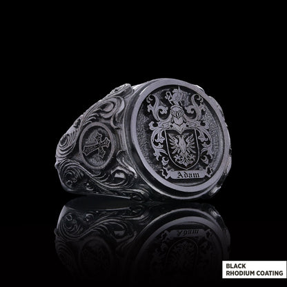 Family Coat of Arms Ring, Special Design Family Ring by SWISS PLUS - Family Collection - view 4