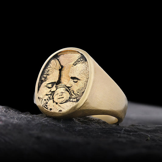 Family Photo Ring, Timeless Family Photo Square Ring, Personalized for You - view 1