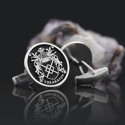 Family Round Raised Crest Cufflink by SWISS PLUS - Family Collection