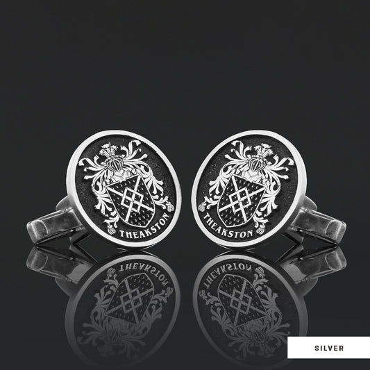 Family Round Raised Crest Cufflink