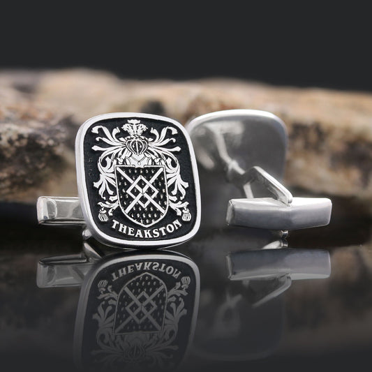 Family Square Raised Crest Cufflink by SWISS PLUS - Family Collection