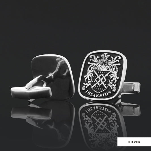 Family Square Raised Crest Cufflink