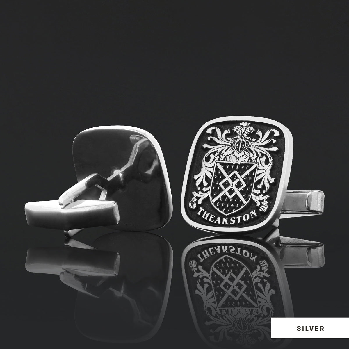 Family Square Raised Crest Cufflink by SWISS PLUS - Family Collection - view 3