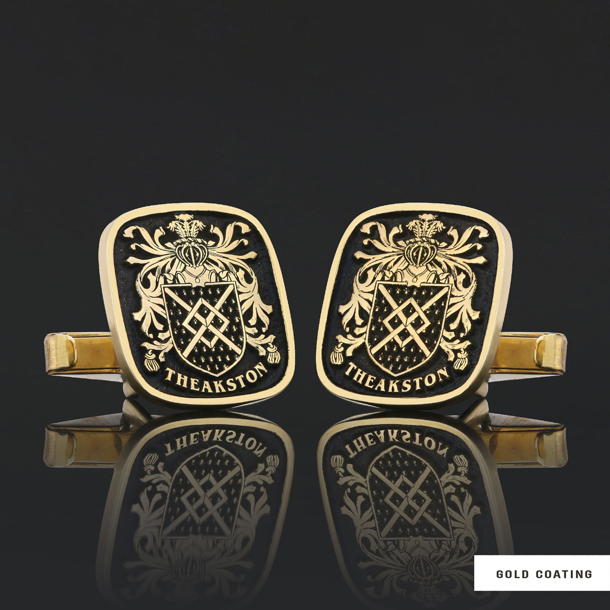 Family Square Raised Crest Cufflink
