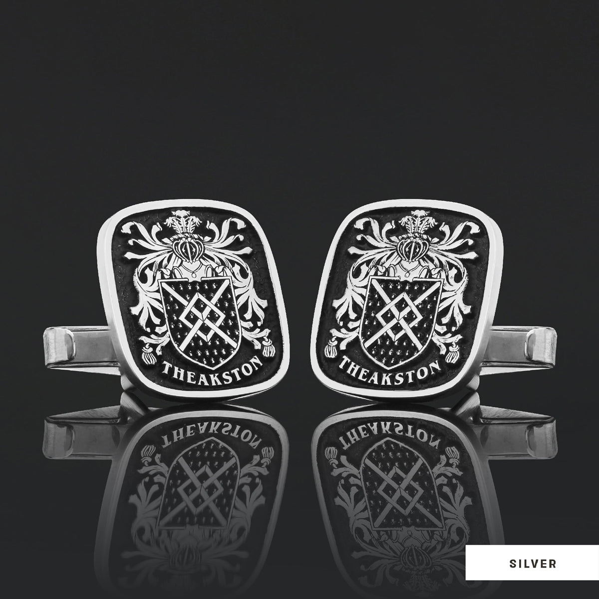 Family Square Raised Crest Cufflink