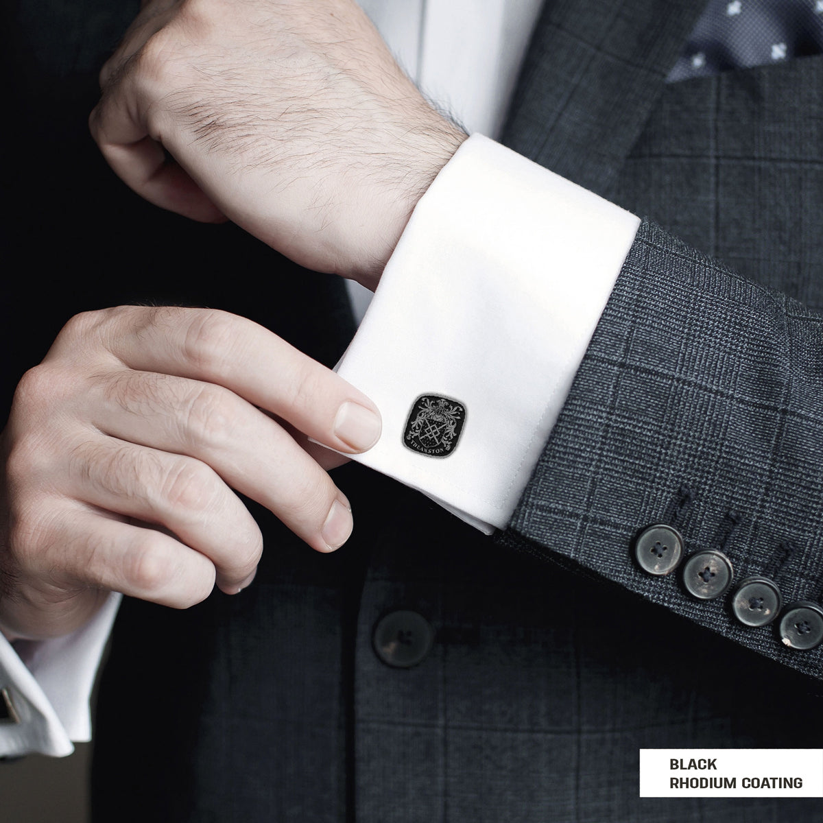 Family Square Raised Crest Cufflink