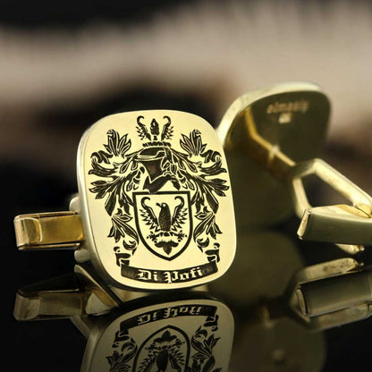 Square Engraved Family Crest Cufflink by SWISS PLUS - Family Collection