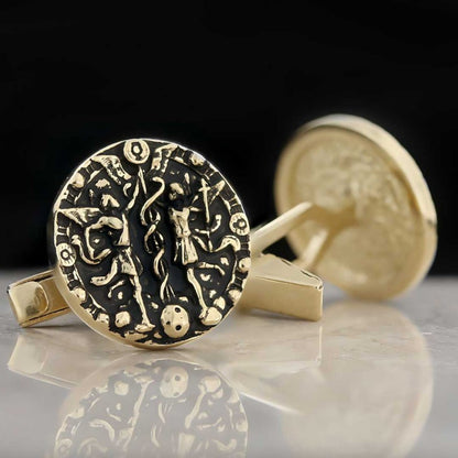 925 Sterling Silver Round Gemini Cufflink by SWISS PLUS - Zodiac Collection - view 3
