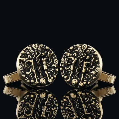 925 Sterling Silver Round Gemini Cufflink by SWISS PLUS - Zodiac Collection - view 4