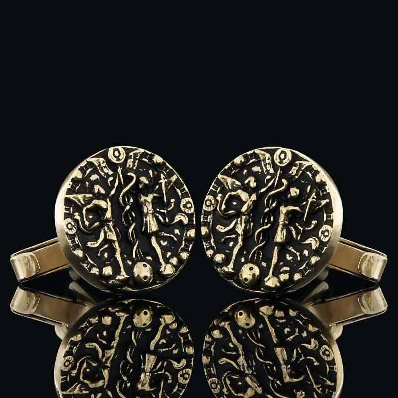 925 Sterling Silver Round Gemini Cufflink