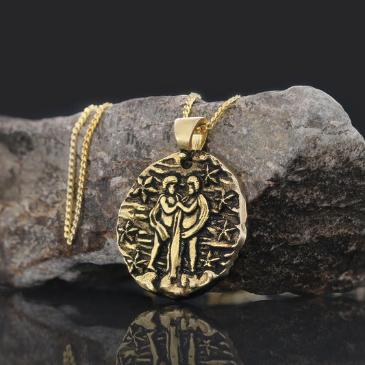 Gemini Pendant, Zodiac Necklace, Sterling Silver Pendant, Gold Plated Pendant, Astrology Jewelry, Gemini Sign Jewelry - view 1