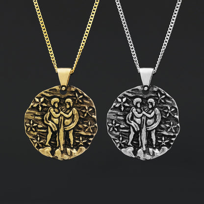 Gemini Pendant, Zodiac Necklace, Sterling Silver Pendant, Gold Plated Pendant, Astrology Jewelry, Gemini Sign Jewelry by SWIS