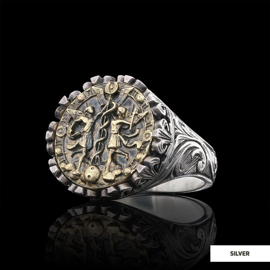 Gemini Sign Ring, 925 Sterling Silver Gemini Sign Ring by SWISS PLUS - Zodiac Collection - view 2