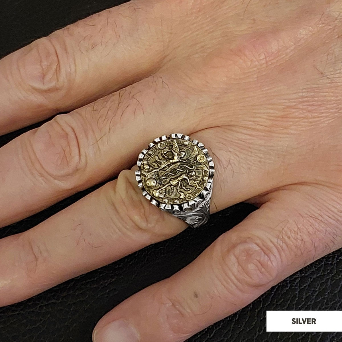 Gemini Sign Ring, 925 Sterling Silver Gemini Sign Ring by SWISS PLUS - Zodiac Collection - view 5