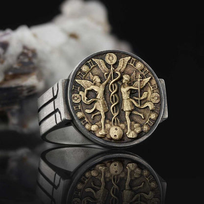 Gemini Zodiac Round Ring by SWISS PLUS - Zodiac Collection
