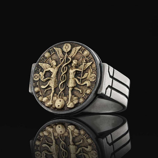 Gemini Zodiac Round Ring - view 2