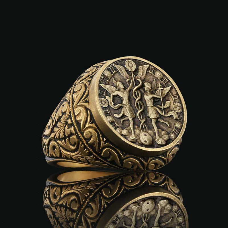 Gemini Zodiac Silver Ring - view 3