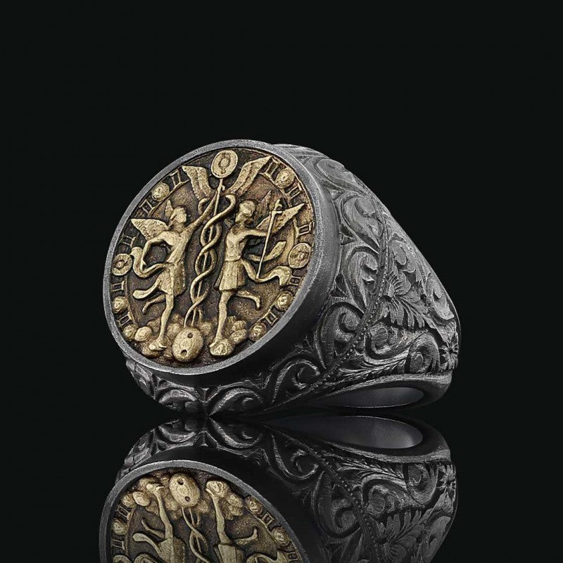Gemini Zodiac Silver Ring - view 4