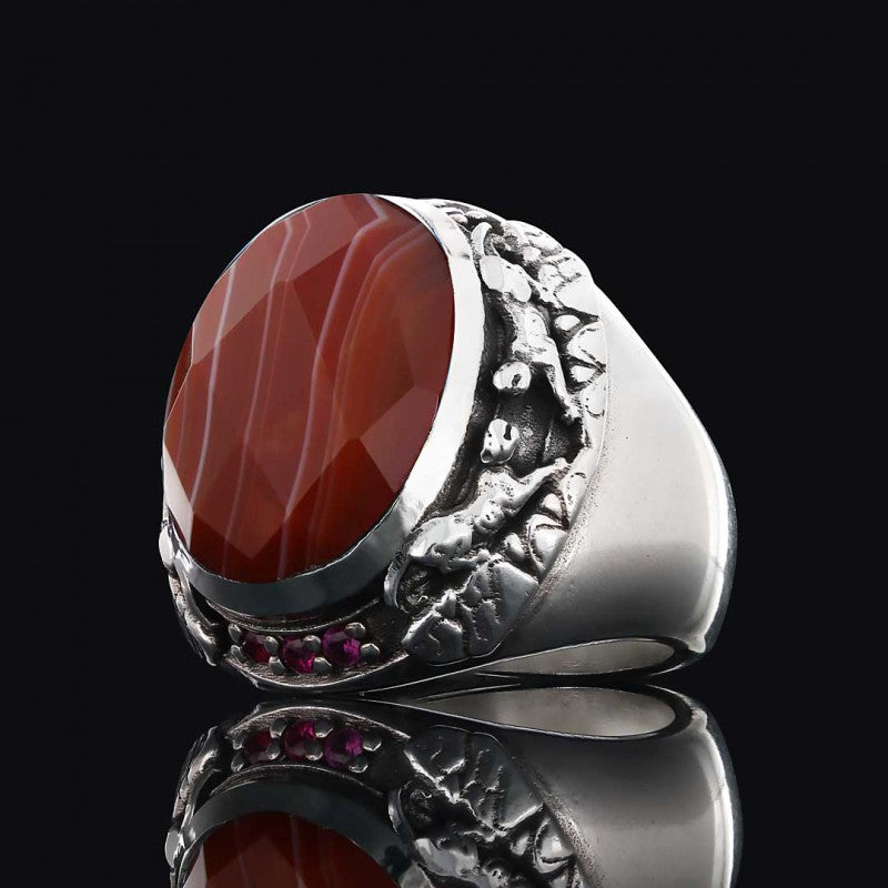 Gemstone Men Silver Ring - view 3