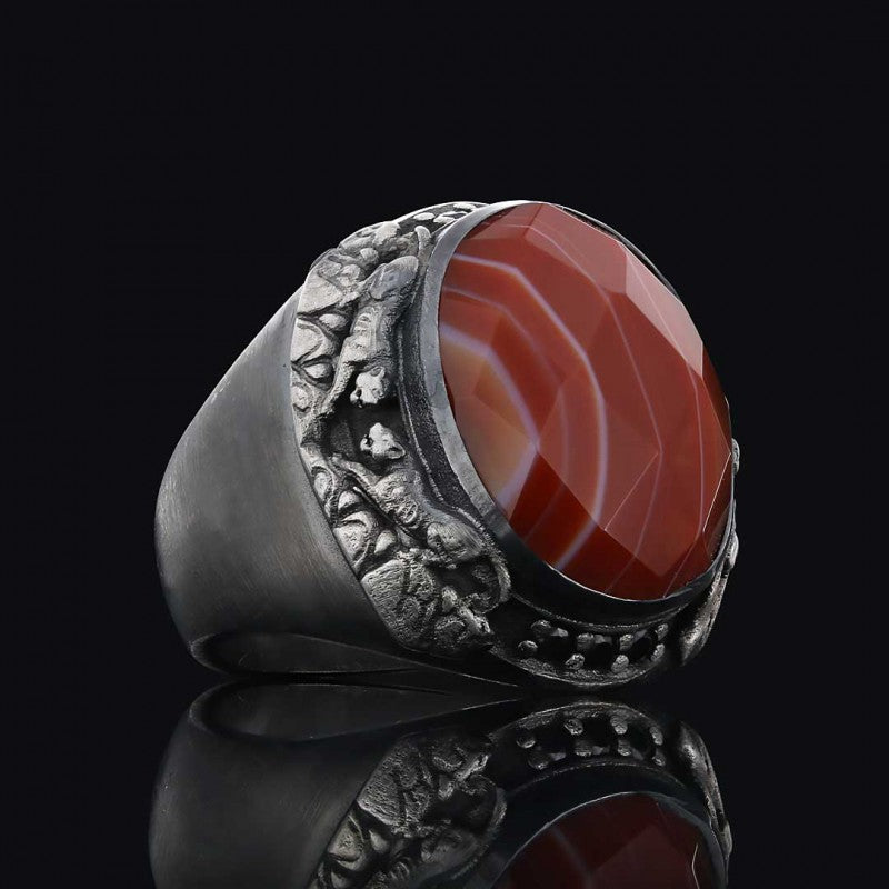 Gemstone Men Silver Ring - view 5