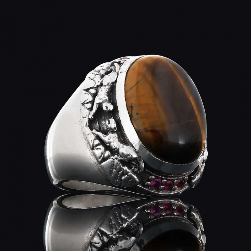 Gemstone Men Silver Ring - view 6