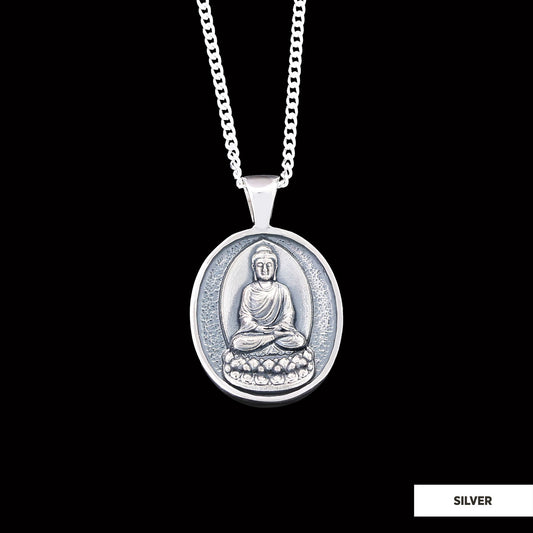 Goddess of Mercy Necklace, Buddha Pendant, Buddha Silver Necklace, Religious Necklace, Buddhist Gift - view 1